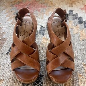 Jessica Simpson Tan Wedge Sandals